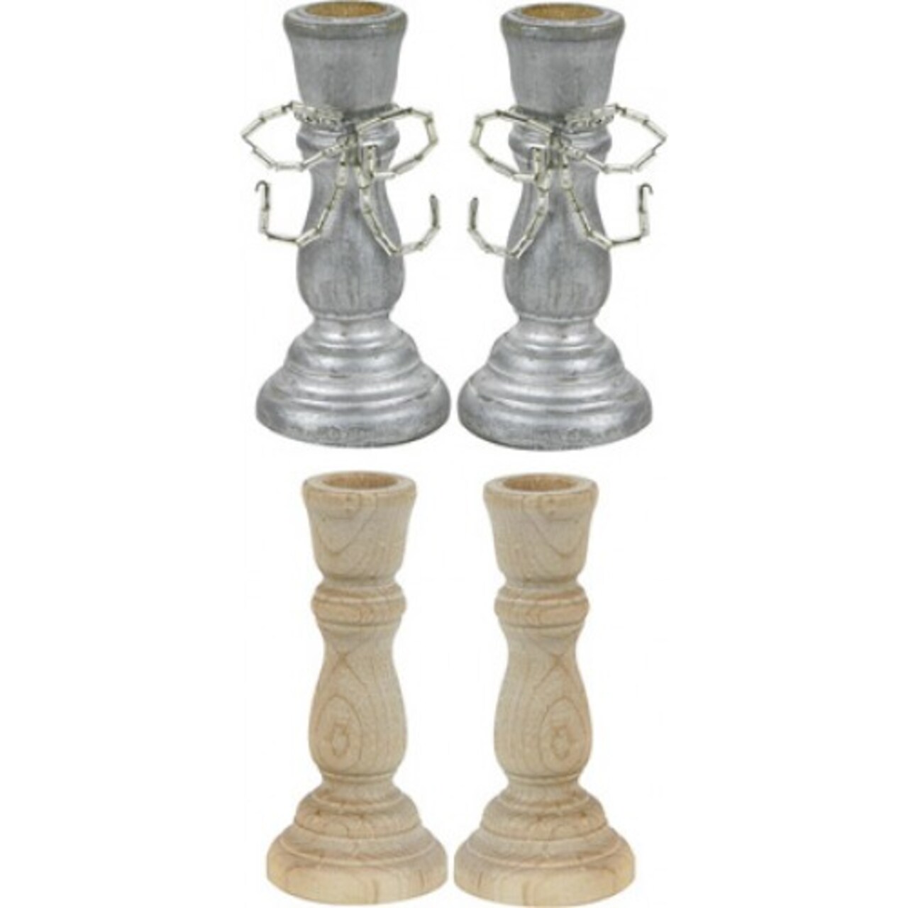 Wood Candle Sticks, 3", 2/Pack – Unfinished Wooden Holders for Crafting, Painting & DIY Decor